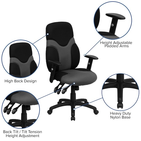 Flash Furniture Bt-6001-Gybk-Gg Mesh Task Chair, 22 1/2-, Adjustable Padded gallery