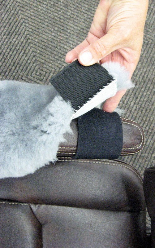 PAIR Beige 10" Long Merino Sheepskin ARMREST Covers Pad Office or Wheelchairs gallery