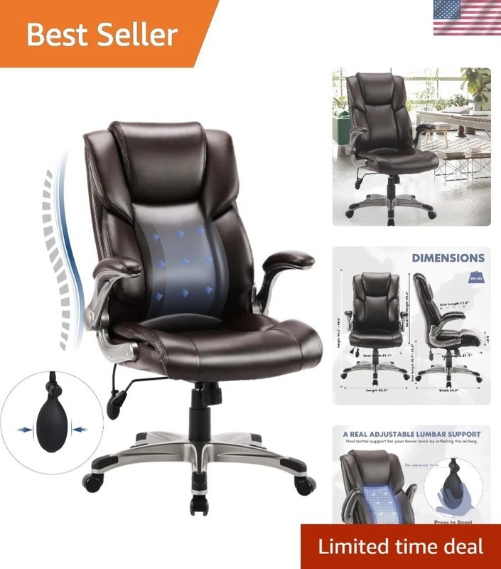 High Back Executive Office Chair- Ergonomic Home Computer Desk Leather Chair ...