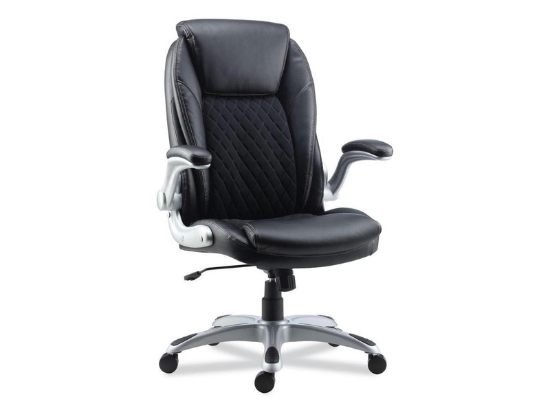 Alera Leithen Bonded Leather Midback Chair Supports Up to 275 lb Black Seat/Back