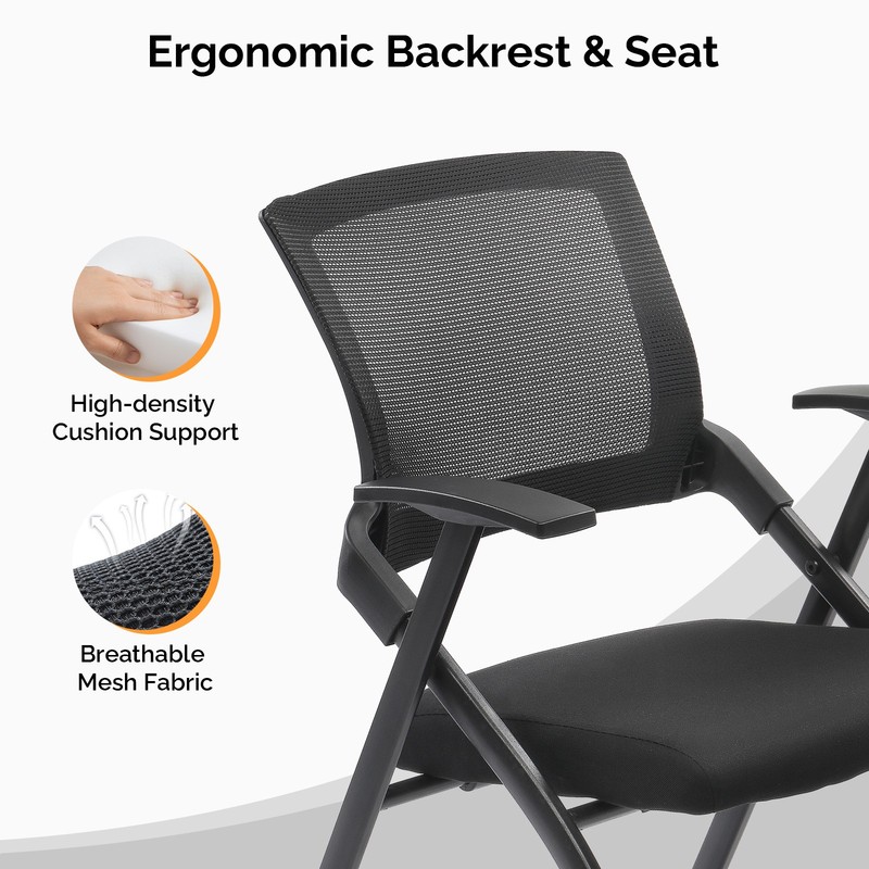 1/2Pcs Foldable Conference Room Chairs Stackable Office Chair Padded Seat,Black gallery
