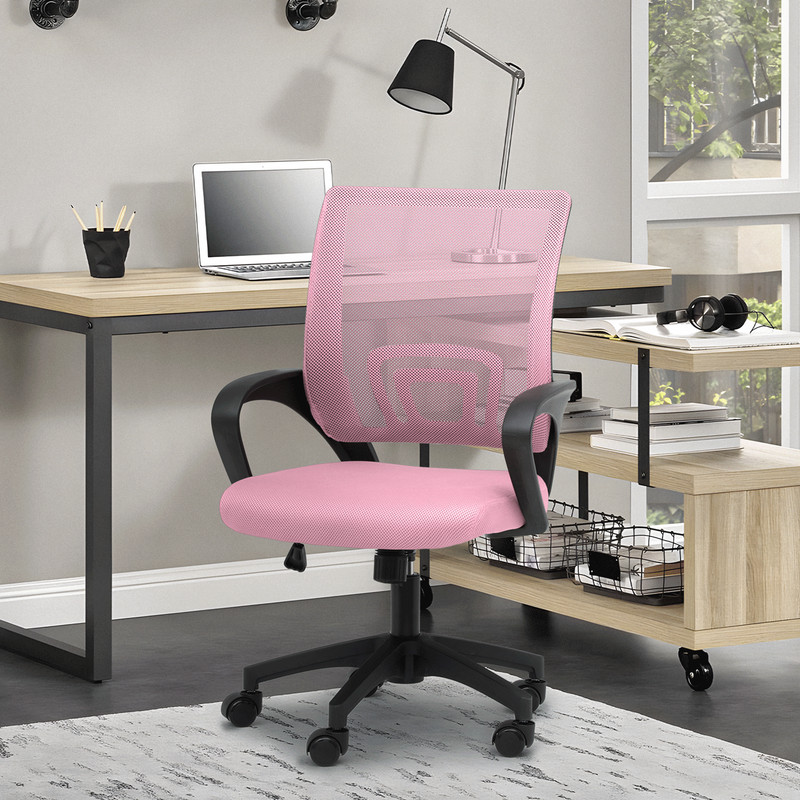 1Pc Height Adjustable Swivel Computer Home Office Ergonomic Desk Mesh Chair Pink gallery
