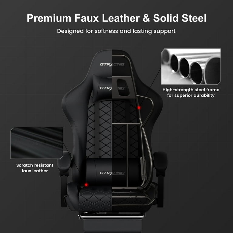 GTRACING GTW-100 Reclining Gaming Chair Bluetooth Footrest Adjustable Pillows 🆕 gallery