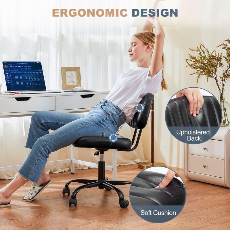 360° Swivel Desk Chair, Upholstered Faux Leather Height Adjustable Taskchai gallery