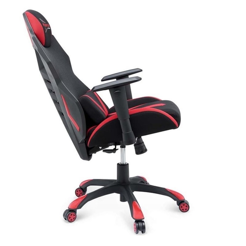Scranton & Co Modern Mesh Fabric Gaming Computer Chair in Black/Red gallery