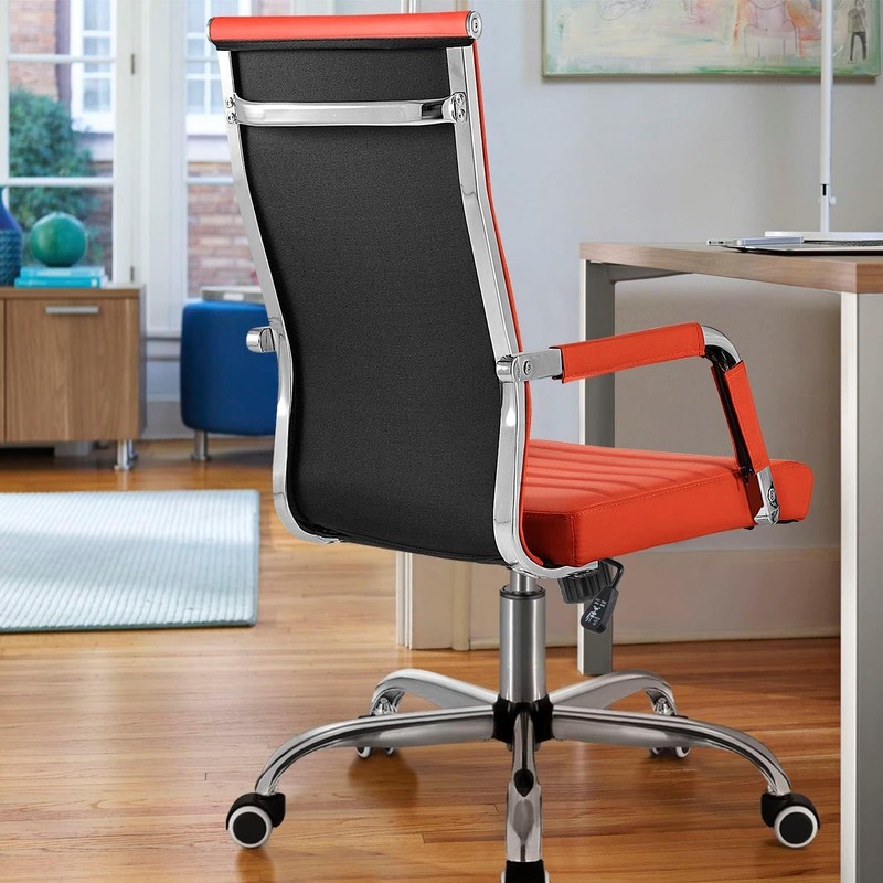 Ribbed Office Chair Mid-Back PU Leather Office Chair Executive Task Chair gallery