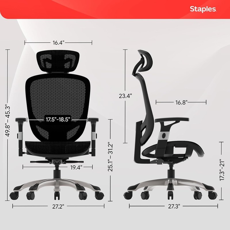 Hyken Ergonomic Task Chair, Mesh, Ergonomic, Lumbar Support, Swivel, Black gallery