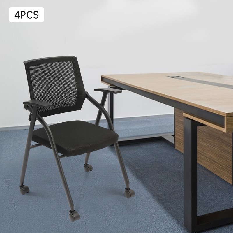 4-Piece Ergonomic Conference Room Chairs with Armrests and Wheels gallery