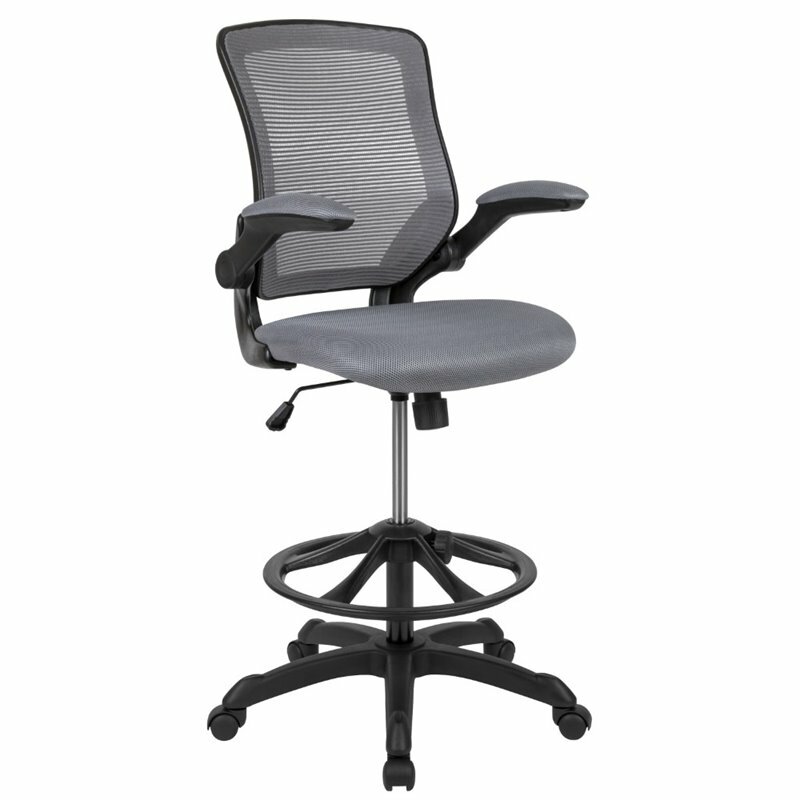 Flash Furniture Mesh Drafting Stool in Dark Gray