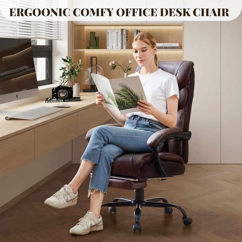500lbs Big and Tall Office Chair with Footrest, Wide Ergonomic Computer Chair gallery