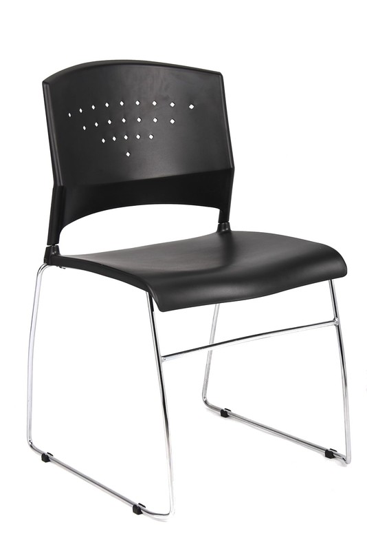 SC1400BLK B1400-BK-1 Chrome Frame Stack Chair 1 Pack in, Black