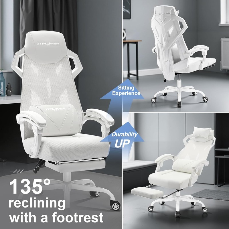 GTPLAYER Gaming Chair Computer Chair with Mesh Back Footrest gallery
