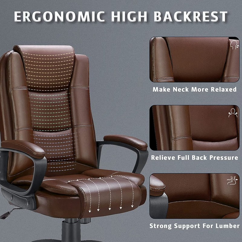 Big & Tall Ergonomic Office Desk Chair - High Back, Leather Cushions gallery