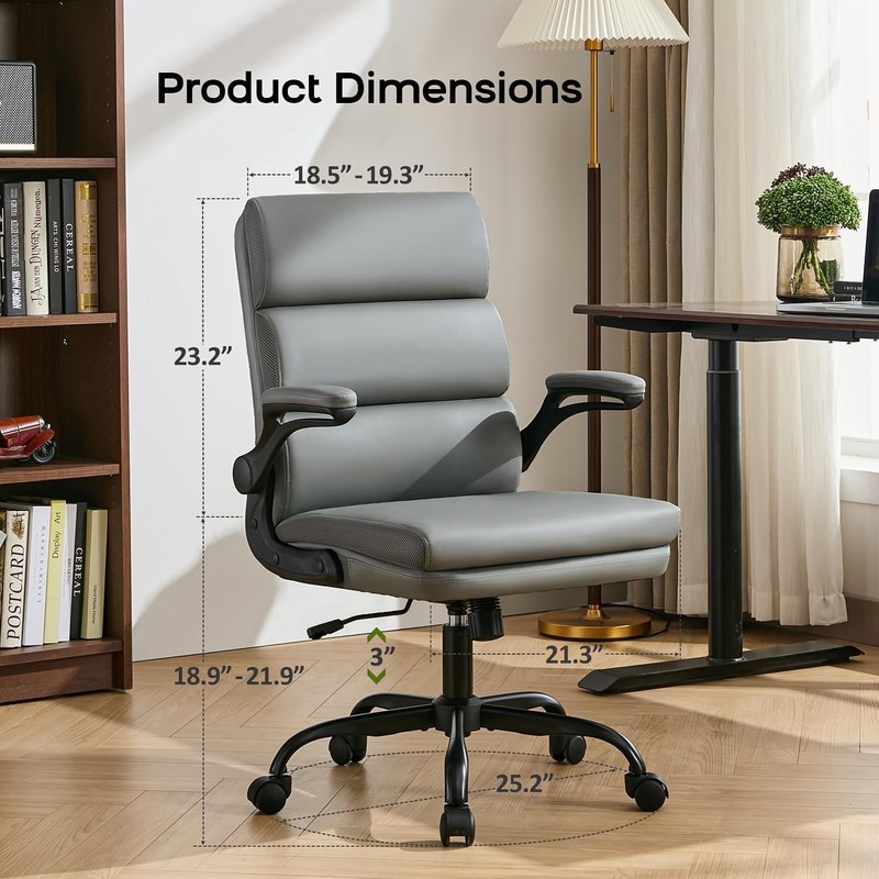 Office Chair Adjustable Desk Chair Mid Back Executive Comfortable Bonded Leather gallery