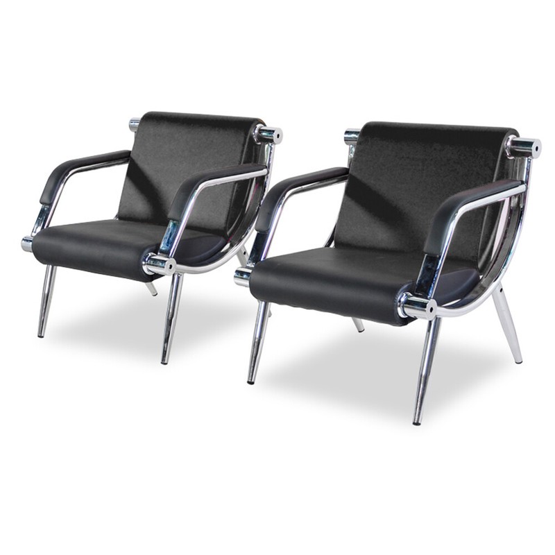 Set of 2 PU Leather Conference Chairs Waiting Room Reception w/ Steel Frame gallery