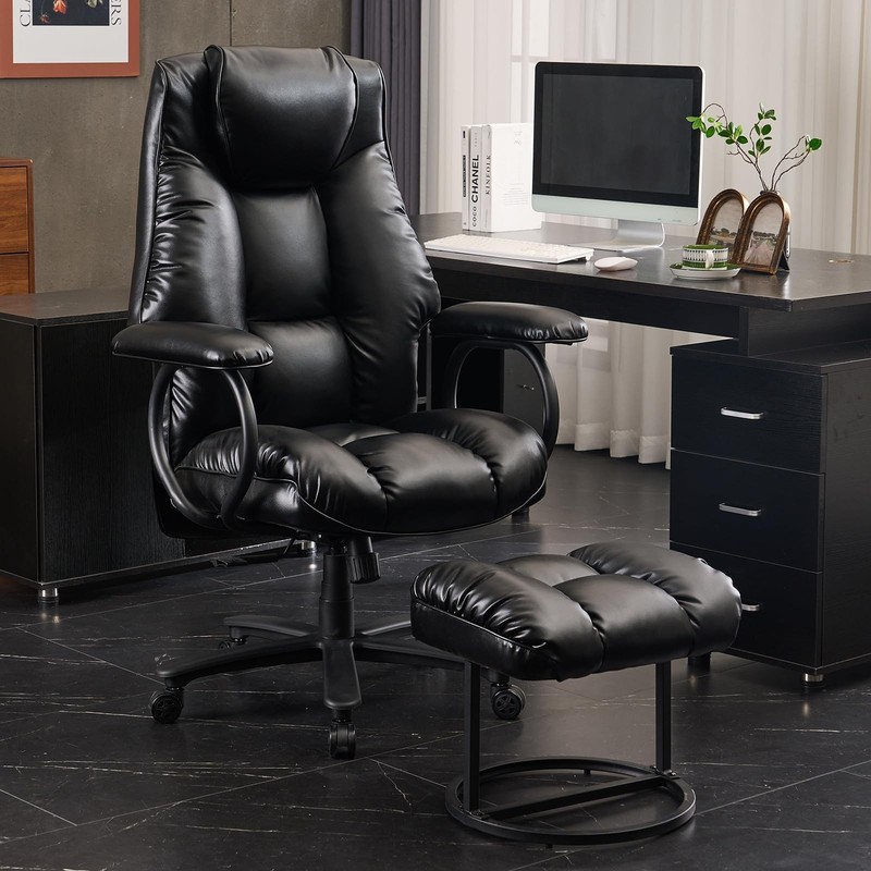 Office Chair Big and Tall, High Back Executive Chair with Ottoman, 400 lbs
