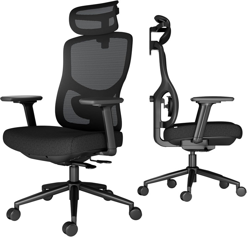 Ergonomic Office Chair with Quick-Plug Height Adjustable Backrest, 4D Armrests &