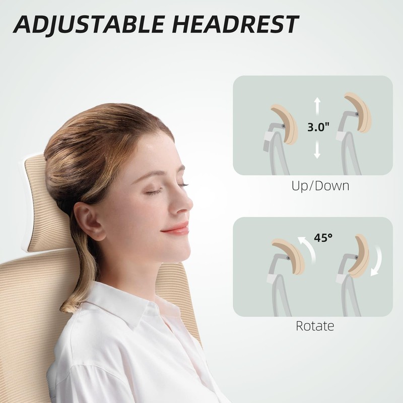 Office Chair, High Back Desk Chair with Flip-up Armrest, Rotatable Headrest, ... gallery