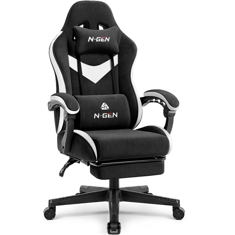 NGEN GAMING Video Gaming Chair with Footrest Lumbar Support for Home Office H…