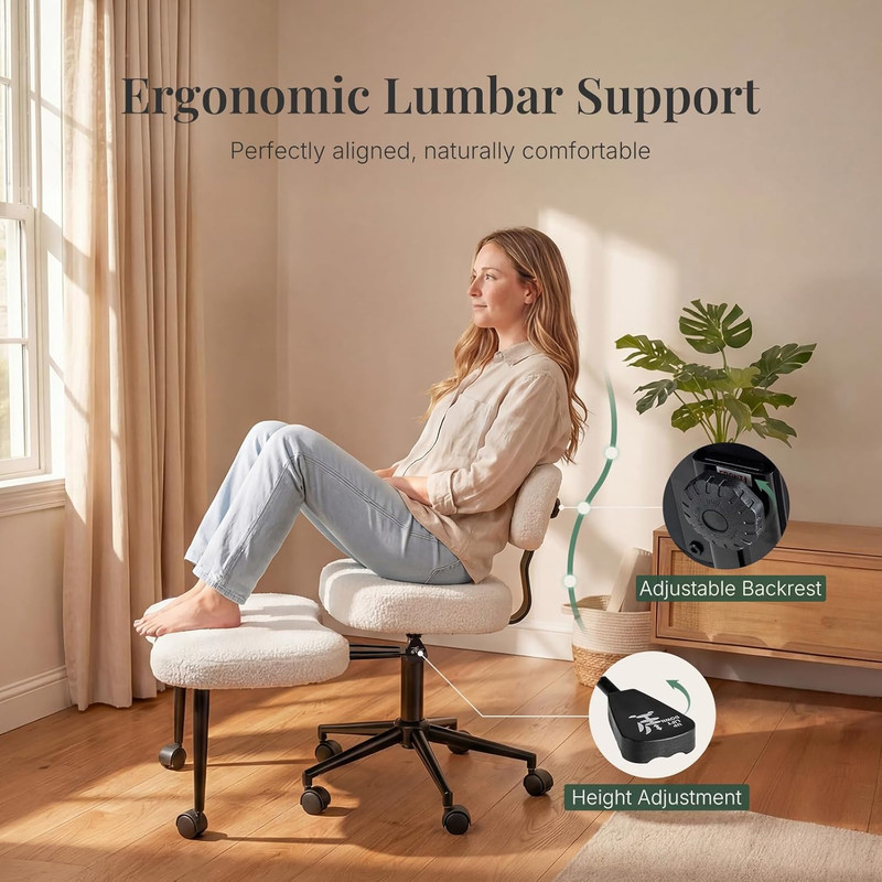 Ergonomic Cross Legged Office Chair with Adjustable Backrest & Footrest, 350Lbs gallery