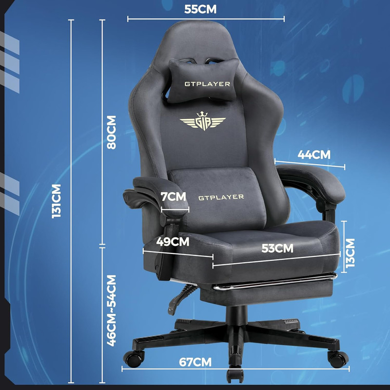 Big & Tall Gaming Chair with Footrest, 350LBS Capacity, Dark Grey gallery