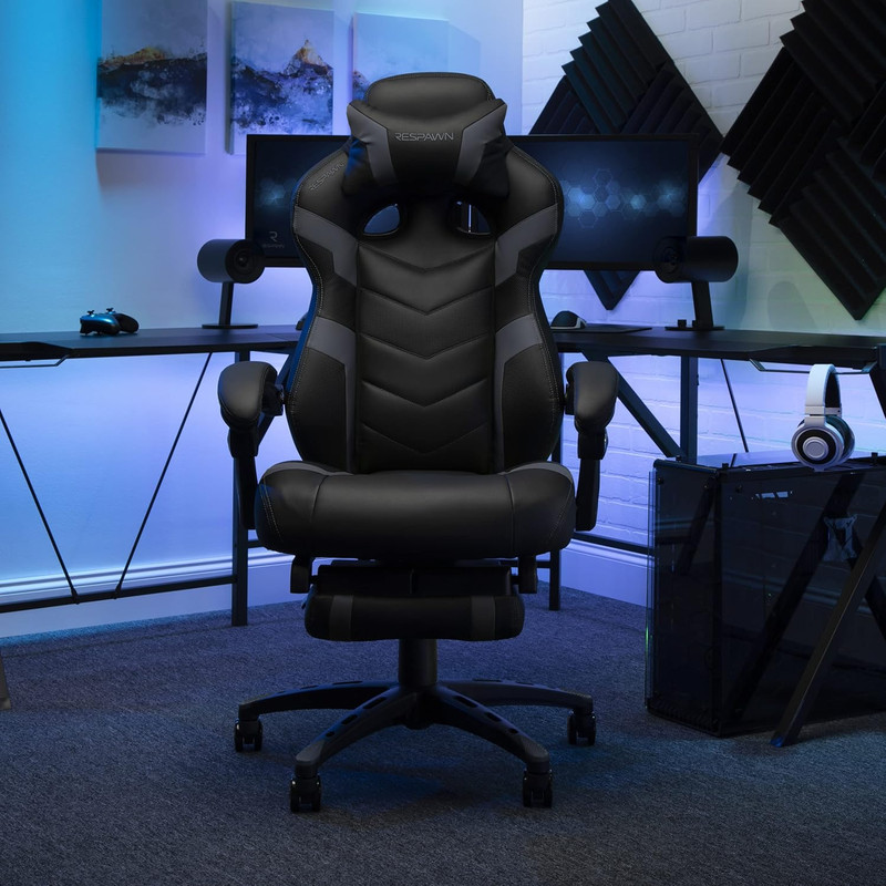 110 Pro Ergonomic Gaming Chair with Footrest for Adults - Comfortable Office Gam gallery