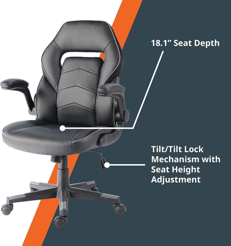 Nusparc Spawnsafe Gaming Chair, Adjustable Height, Flip-Up Armrests, 360° Swivel gallery