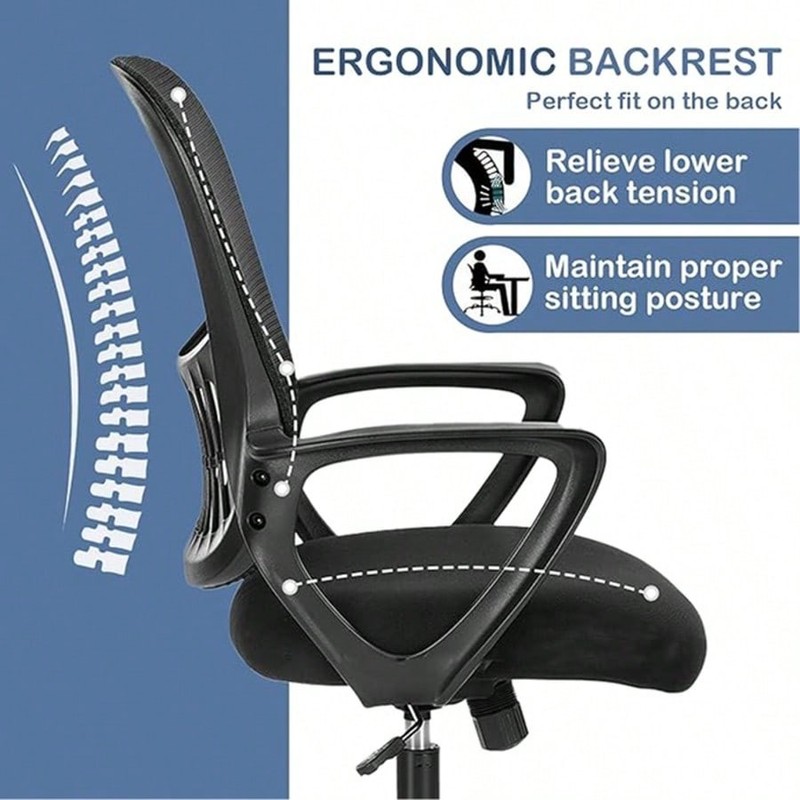 Office Ergonomic Desk Chair, Mesh Comfy Computer Work Chair With Armrests -FGQA gallery