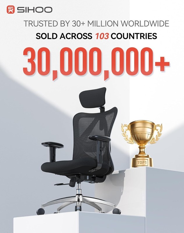 Adjustable High Back Mesh Desk Chair with Lumbar Support, 330lbs Capacity gallery