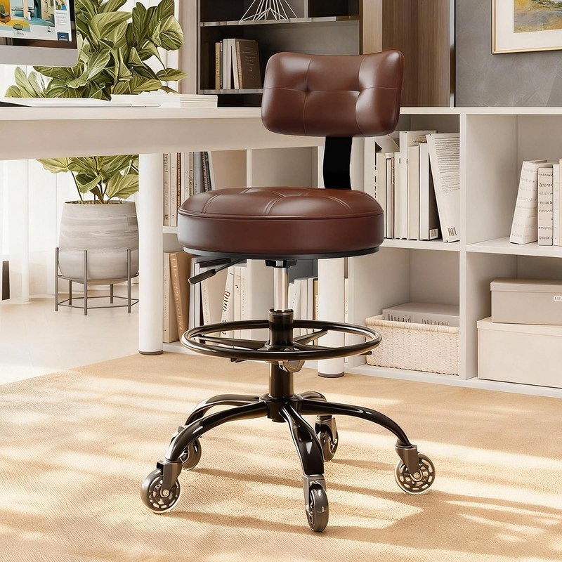 Office Drafting Chair with Footrest, Tall Height Adjustable Stool with Back S...