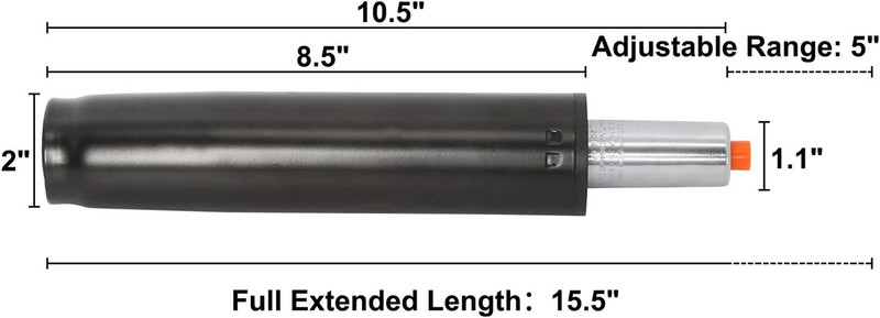 Black Office Chair Gas Lift Cylinder Replacement, 10.5" to 15.5“ (5" Stroke), Un gallery