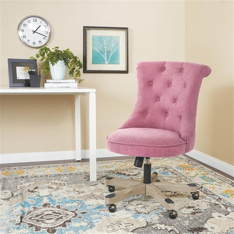 Pemberly Row Tufted Office Chair in Orchid Purple Fabric with Gray Wood Base gallery