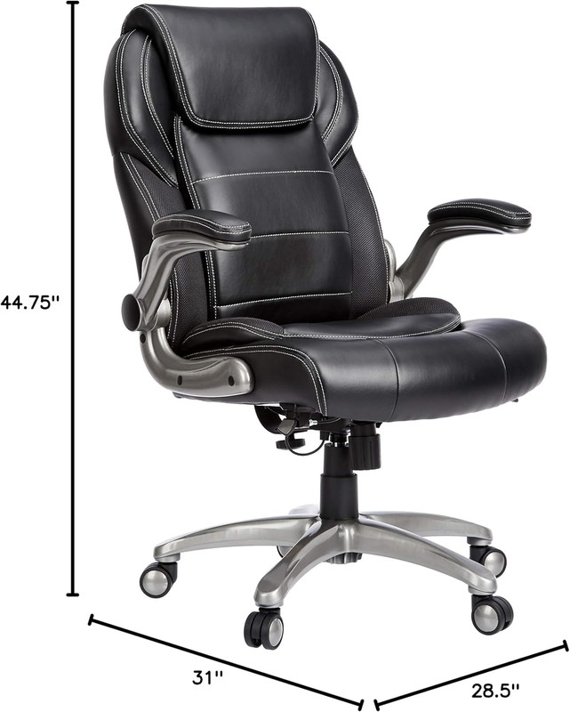 Ergonomic High-Back Office Chair with Flip-Up Arms, Adjustable Lumbar Support, H gallery