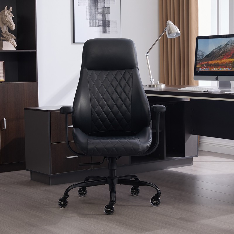 Diamond Quilted PU Leather Office Chair with Premium Durable Construction gallery