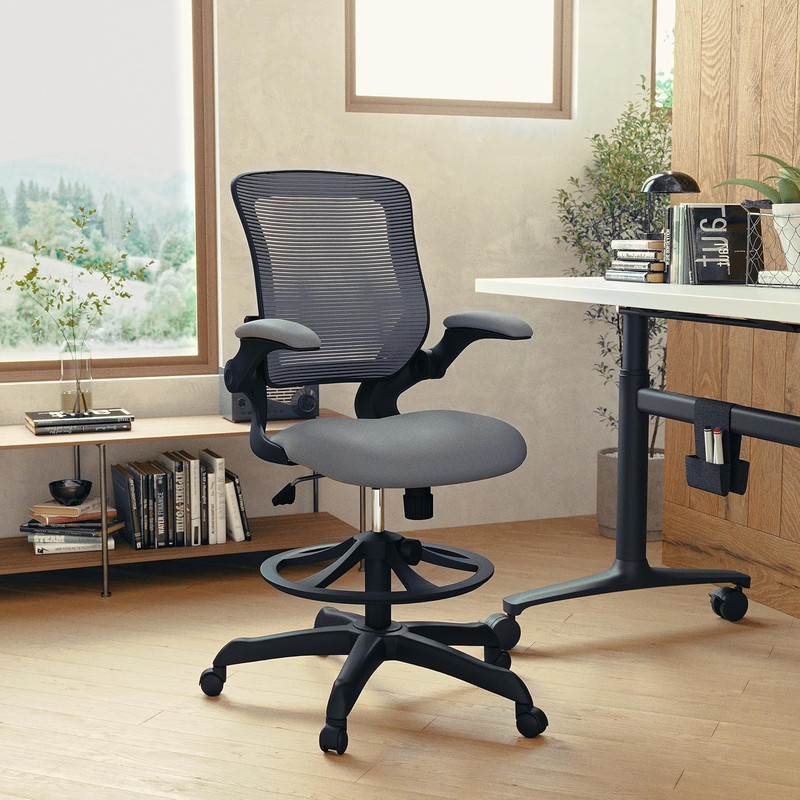 Kale Mid-Back Swivel Office Chair with Height Adjustable Foot Ring and Lumbar Su gallery
