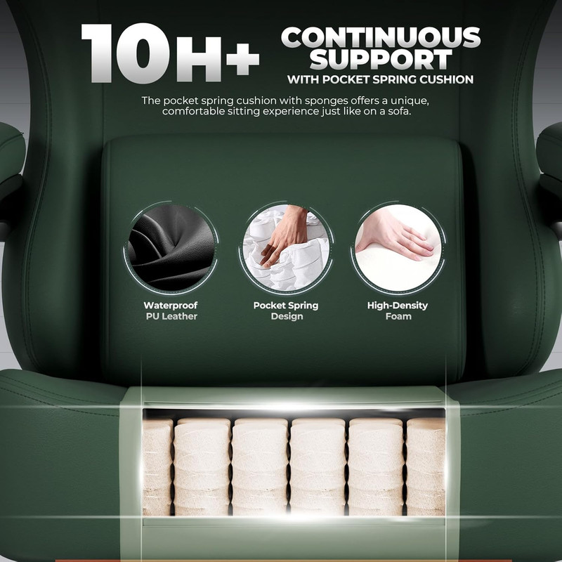 Gaming Chair with Pocket Spring Cushion, Big and Tall Gamings Chairs 350LBS High gallery