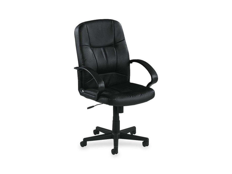 Lorell Managerial Mid-Back Chair 26″x28″x42-1/2″ Black Leather 60121