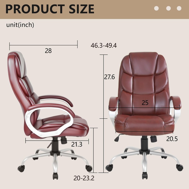 FDW Office Chair Computer High Back Adjustable Ergonomic Desk Dark Brown gallery