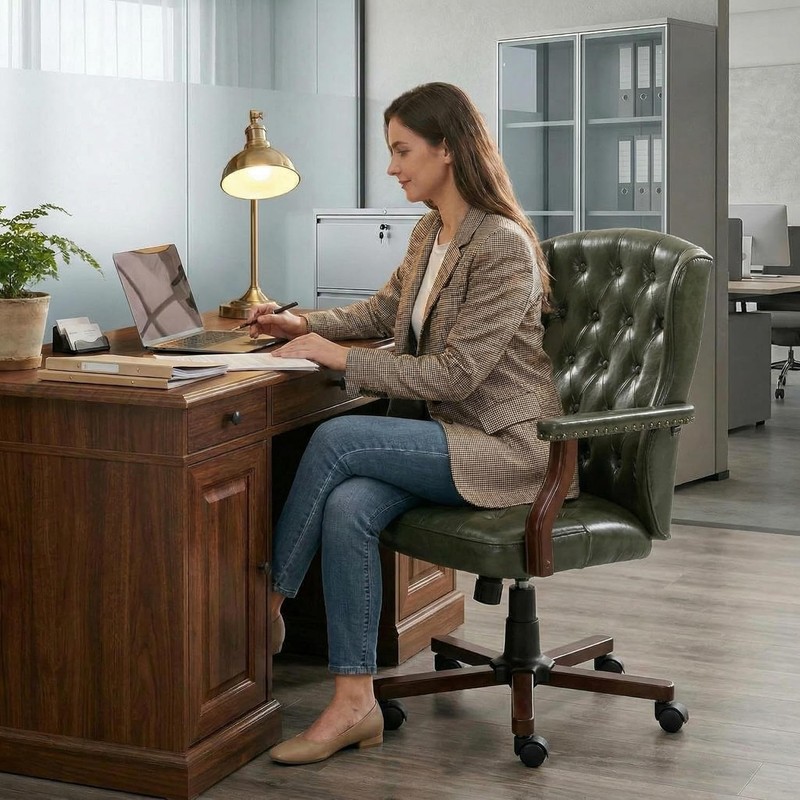 Executive Office Chair, Ergonomic Faux Leather Home Office Desk Swivel Chair gallery