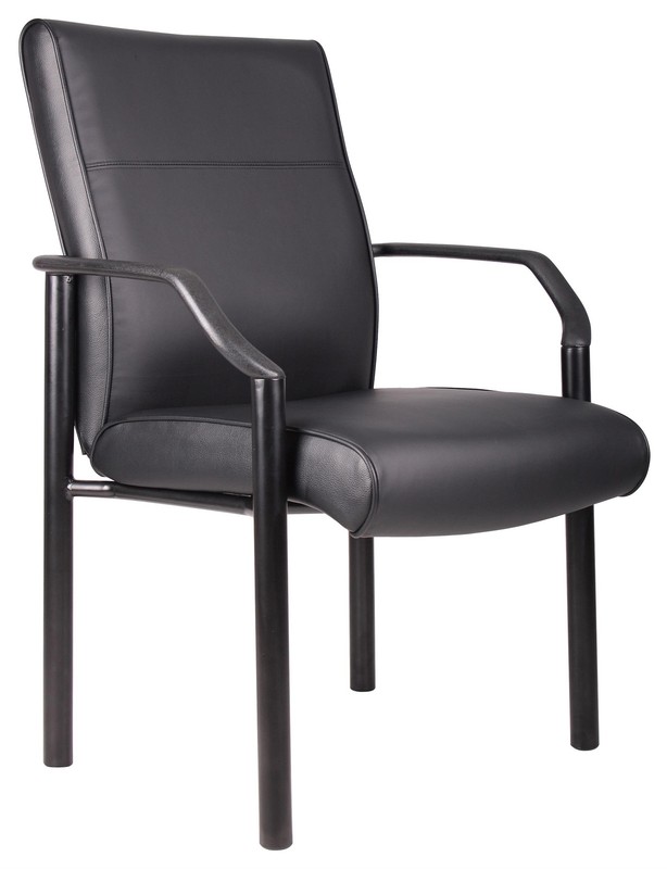 Boss Office Products Metal 4 Leg Side Guest Chair in Leather Plus