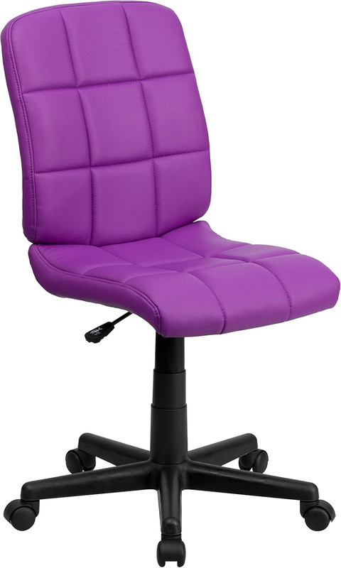Chic Purple Quilted Vinyl Mid-Back Swivel Office Task Chair