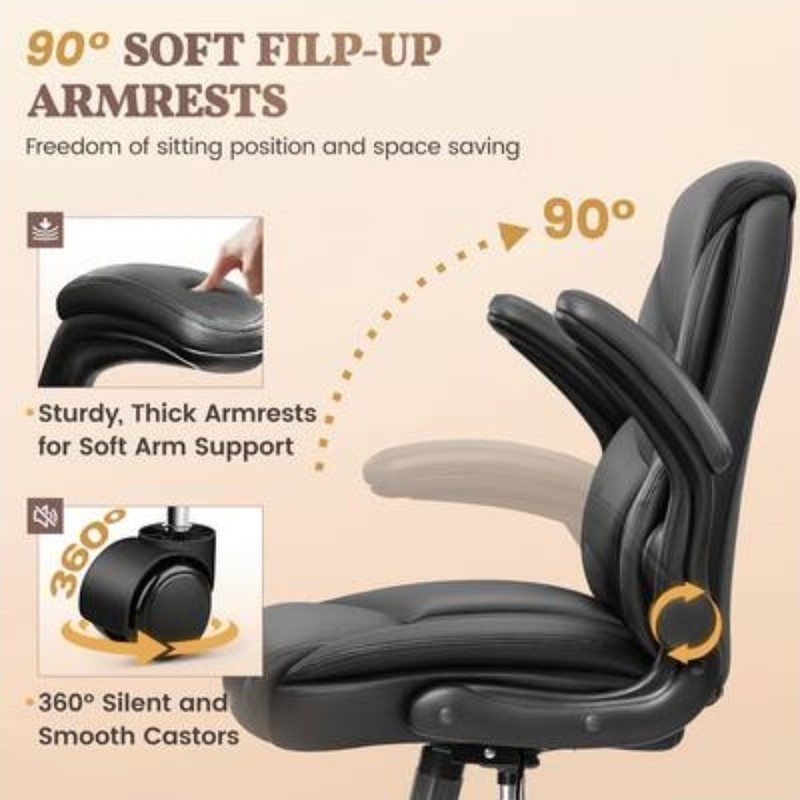 Ergonomic PU Leather Executive Office Chair with Adjustable Height & Armrests gallery