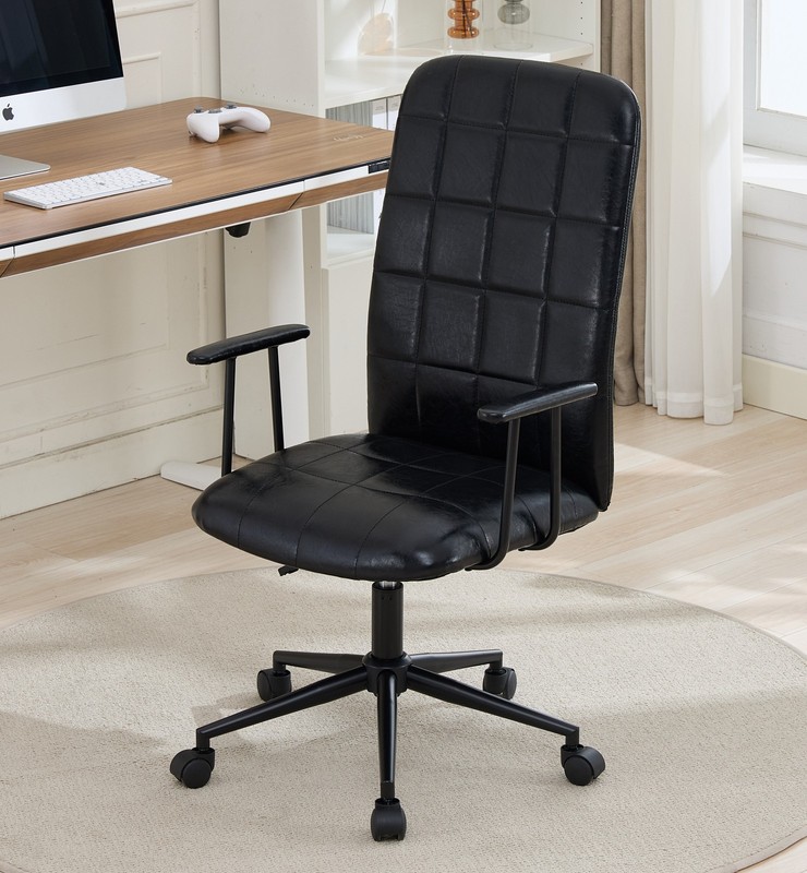 2pcs Home Office Chair High Back PU Faux Leather Computer Swivel Seat Armrest gallery