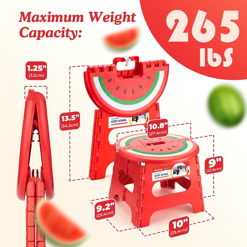 ACSTEP Folding Step Stool 9 Inch, Sturdy Collapsible 9 Watermelon Red gallery
