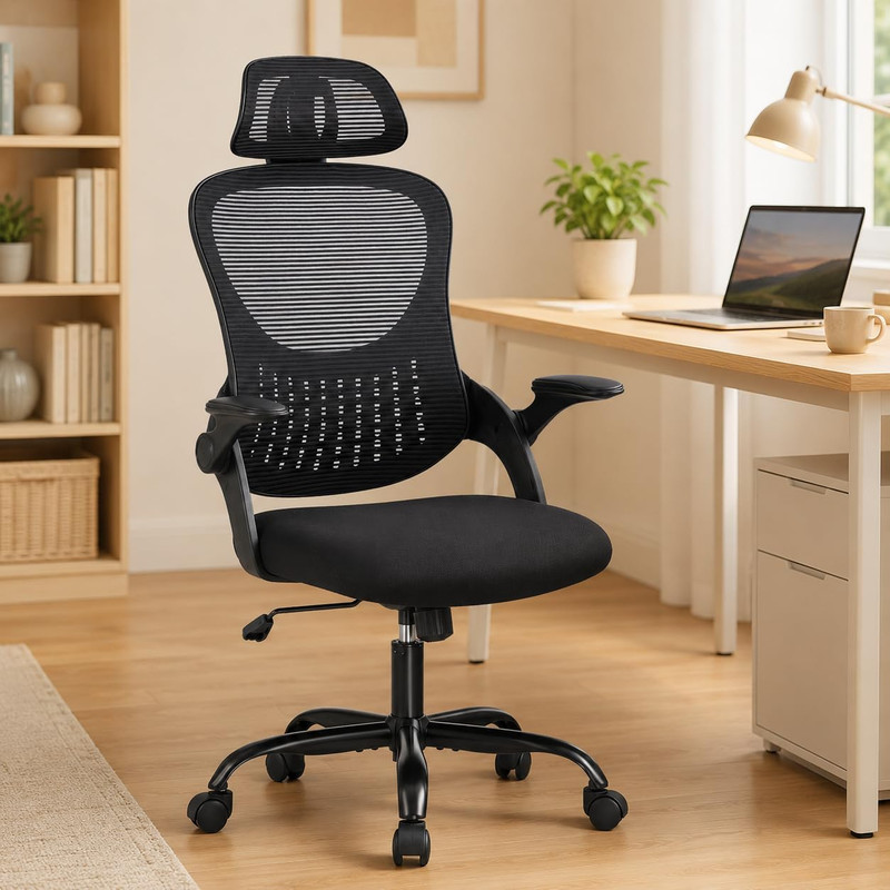 Ergonomic Black Office Chair with Adjustable Headrest and Lumbar Support gallery
