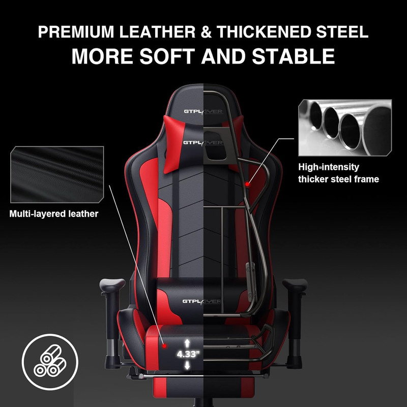 Ergonomic Gaming Chair with Footrest, Speakers & Bluetooth for Ultimate Comfort gallery