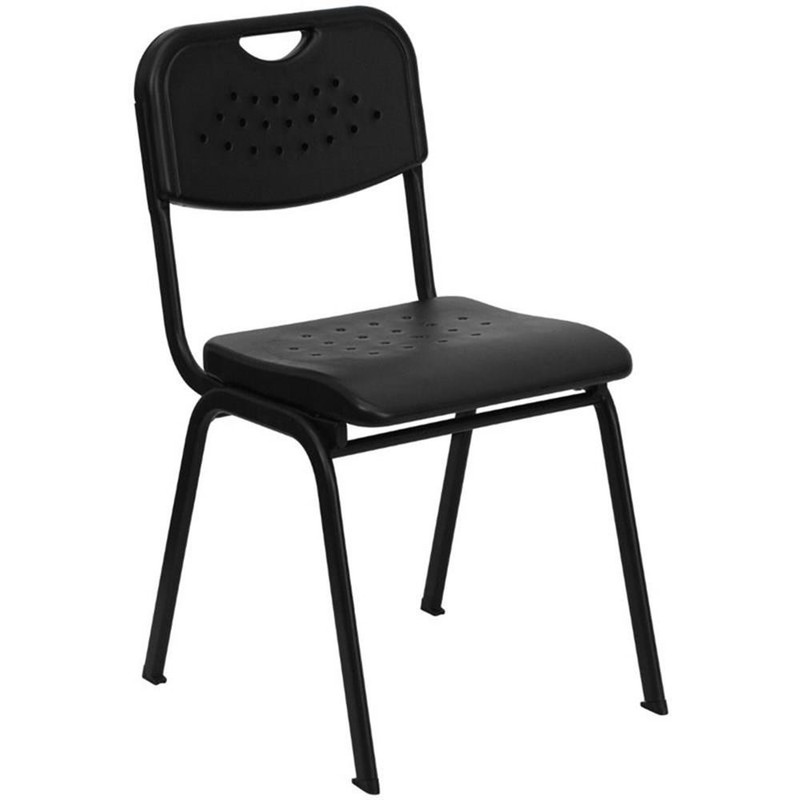 Flash Furniture Hercules Plastic Classroom Stacking Chair in Black