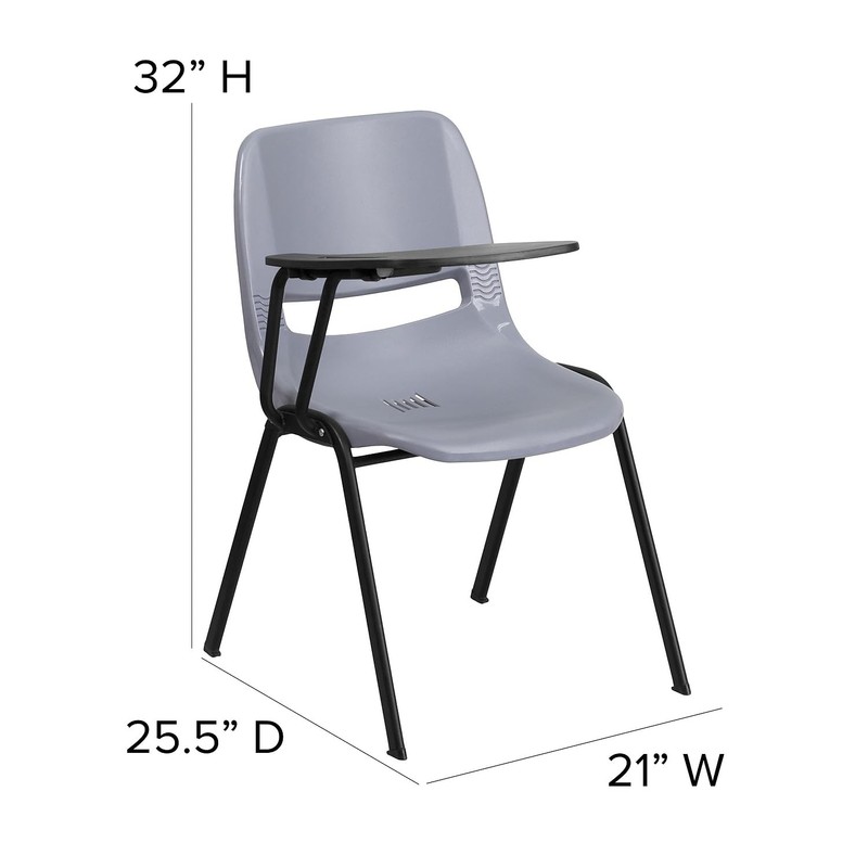 Flash Furniture Plastic Classroom Chair in Gray with Right Arm Tablet gallery