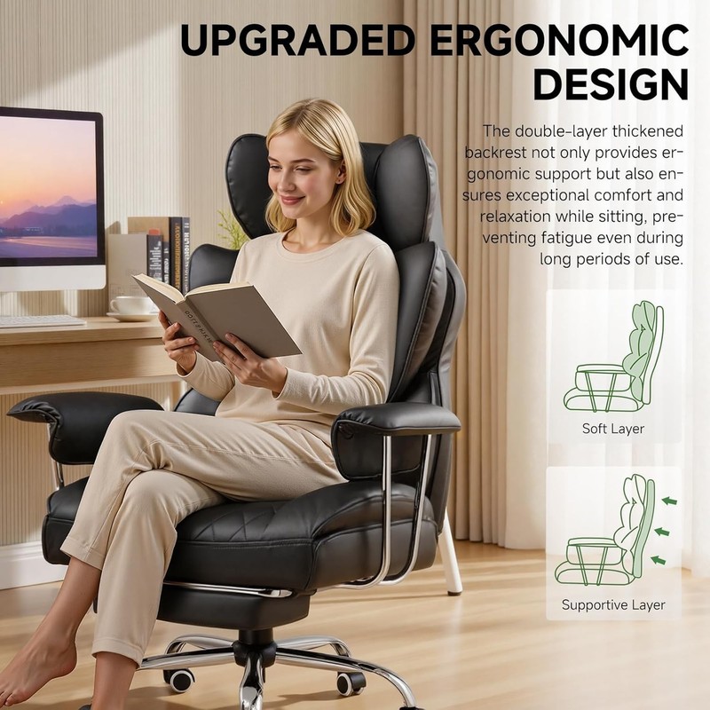 Big and Tall Office Chair, High Back Leather Gaming Chair with Footrest, Exec... gallery