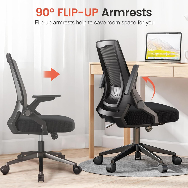 COMHOMA Office Chair with Flip-up Armrests Ergonomic Computer Desk Chair with Ad gallery